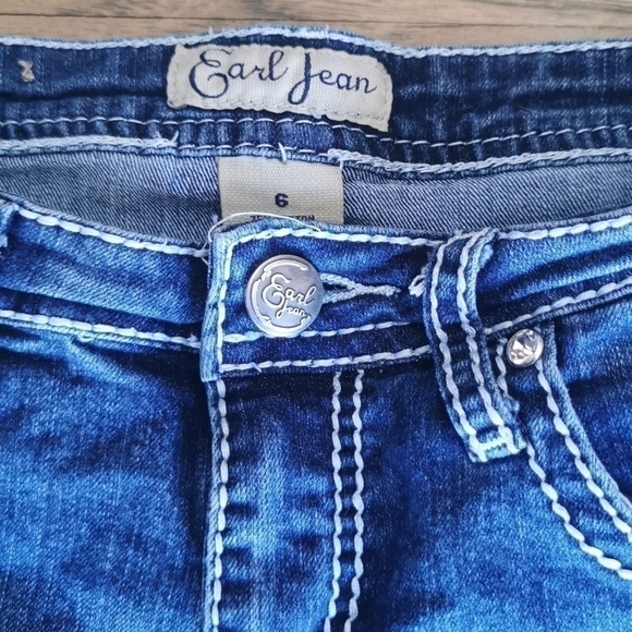 Earl Denim Shorts Rhinestones Faded 6 - Picture 4 of 8